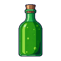 tall green potion bottle narrow neck cork