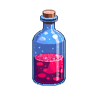 tall layered potion bottle red blue separated colors