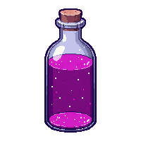 tall magenta potion bottle narrow neck sparkling