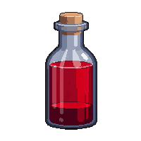 tall red potion bottle narrow neck cork