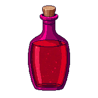 tall ruby potion bottle curved elegant red