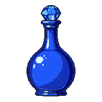 tall sapphire potion bottle curved elegant blue