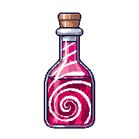 tall striped potion bottle red white spiral pattern