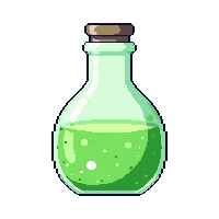 wide flat flask green potion squat round bottom