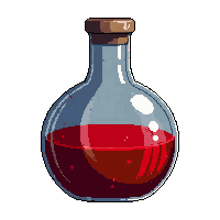 wide flat flask red potion squat round bottom