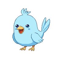 casual bird character round blue singing