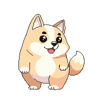 casual dog character round cute wagging