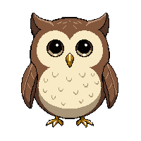 casual owl character round wise big eyes