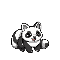 casual panda character round black white