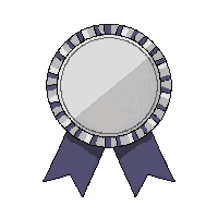 medal silver ribbon circular second