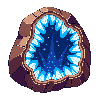 geode half open blue crystals inside brown outside