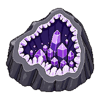 geode half open purple crystals inside gray outside