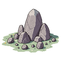 large boulder cluster group three scattered field