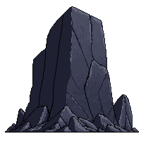 large boulder dark massive basalt imposing tall