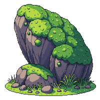 large boulder mossy green covered old forest