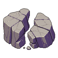 medium cracked rock split broken two pieces