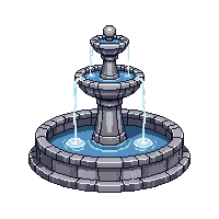 stone fountain basin tiered gray water feature