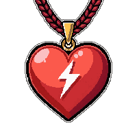 heart shaped locket amulet lightning charged crackling