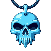 Skull Pendant Amulet Frost Enchanted Icy — free pixel art sprite from the Rpg Loot Amulets collection, transparent PNG