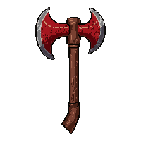 bardiche tall axe  blood stained battle worn