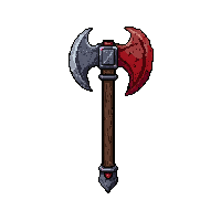 Double Bladed Battle Axe  Blood Stained Battle Worn — free pixel art sprite from Rpg Loot Axes