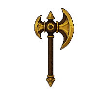 double bladed battle axe  gold trimmed royal