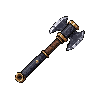 double bladed battle axe  lightning charged crackling