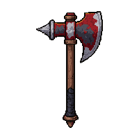 great two handed axe  blood stained battle worn