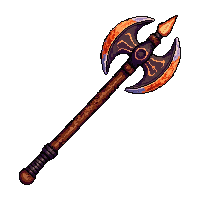 halberd polearm with axe head  fire enchanted molten