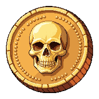 copper coin  stamped with skull