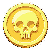 gold coin  stamped with skull