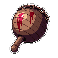 flail ball and chain  blood stained battle worn
