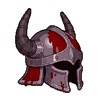 barbarian horned helmet  blood stained battle worn