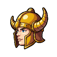 barbarian horned helmet  gold trimmed royal