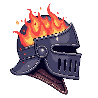 knight great helm full face  fire enchanted molten