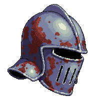 knight great helm full face  rusted broken