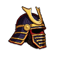 samurai kabuto helmet  gold trimmed royal