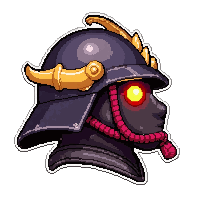 samurai kabuto helmet  magical glowing