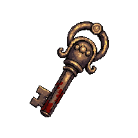 bronze antique key  blood stained battle worn