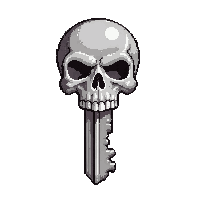 Silver Skeleton Key Mythic Rainbow Tier — free pixel art sprite from the Rpg Loot Keys collection, transparent PNG