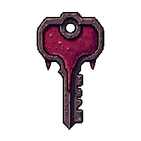 Twisted Obsidian Key Blood Stained Battle Worn — free pixel art sprite from the Rpg Loot Keys collection, transparent PNG
