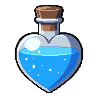 blue mana potion  heart shaped bottle