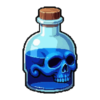 blue mana potion  skull shaped bottle