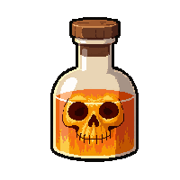 orange fire potion  skull shaped bottle