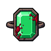 emerald gemstone ring  blood stained battle worn