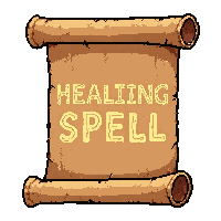 healing spell scroll  magical glowing text