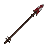 barbed war spear blood stained battle worn