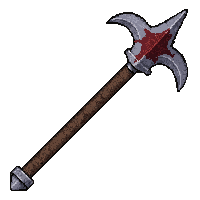 halberd polearm blood stained battle worn