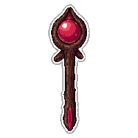 branching tree druid staff  blood stained battle worn