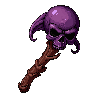 gnarled witch staff with skull  epic purple tier